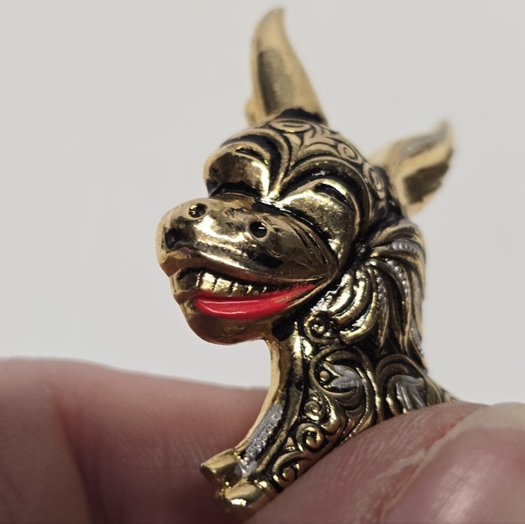 Vintage Damascene Laughing Donkey Brooch Pin Black Gold Silver Toledo Spain - Picture 3 of 8